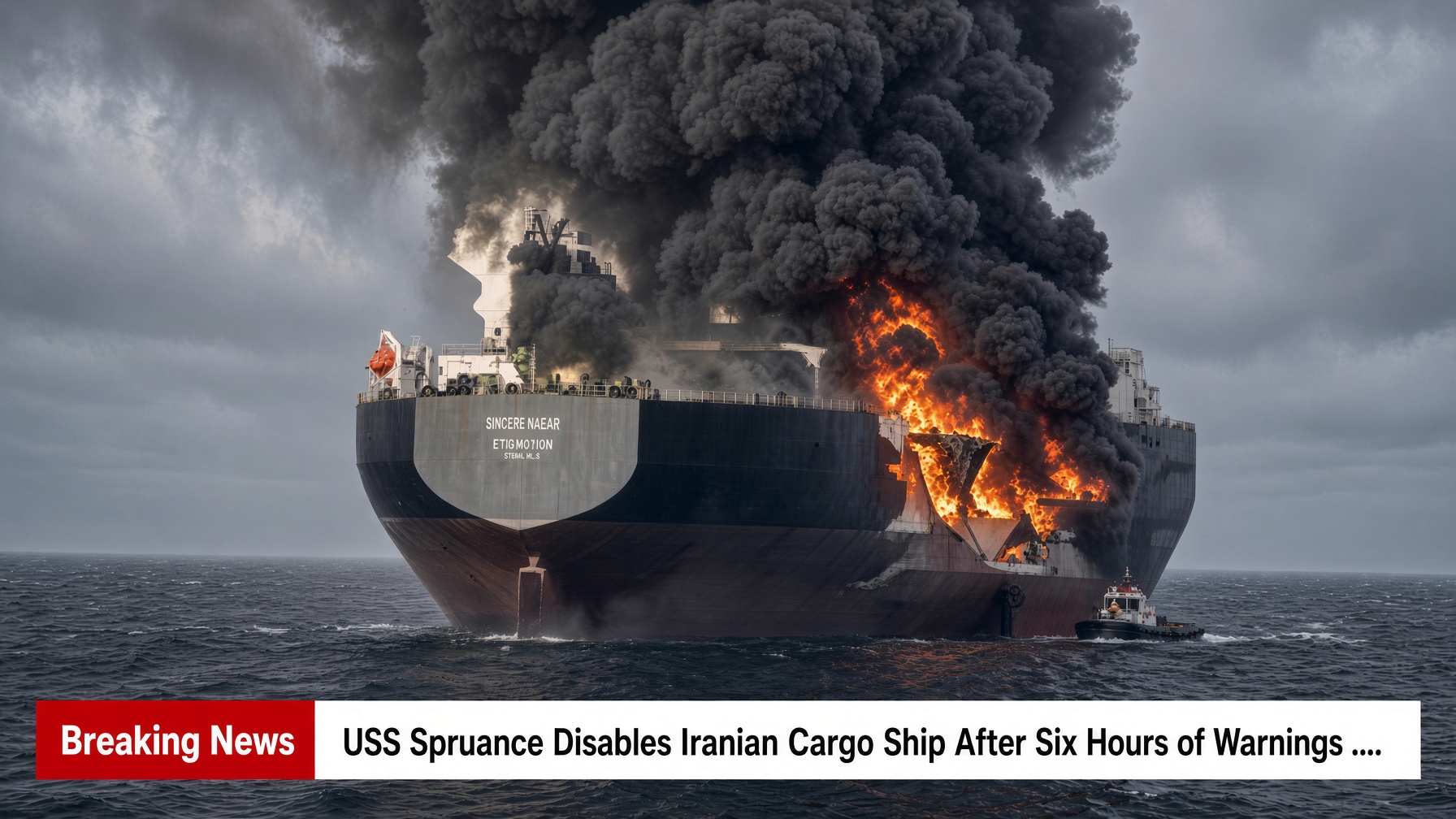 USS Spruance Iranian cargo ship